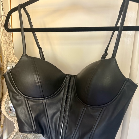 Windsor Black Faux Leather Bustier Top - Picture 1 of 3